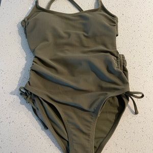 olive green one piece swimsuit